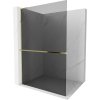 Mexen Kioto+ L, sprchová zástena Walk-In s poličkou a vešiakom 70 x 200 cm, 8mm šedé sklo, zlatý lesklý profil,800-070-123-50-40