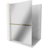 Mexen Kioto+ L, sprchová zástena Walk-In s poličkou a vešiakom 110 x 200 cm, 8mm sklo vzor zrkadlo, zlatý lesklý profil,800-110-123-50-50