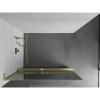 Mexen Kioto+ L, sprchová zástena Walk-In s poličkou a vešiakom 120 x 200 cm, 8mm sklo vzor zrkadlo, zlatý matný profil, 800-120-123-55-50