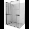 Mexen Kioto+ L, sprchová zástena Walk-In s poličkou a vešiakom 80 x 200 cm, 8mm číre sklo čierny vzor, čierny profil, 800-080-123-70-78