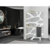 Mexen Kioto+ L, sprchová zástena Walk-In s poličkou a vešiakom 110 x 200 cm, 8mm číre sklo biely vzor, zlatý lesklý profil,800-110-123-50-97