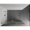Mexen Kioto+ L, sprchová zástena Walk-In s poličkou a vešiakom 110 x 200 cm, 8mm číre sklo biely vzor, zlatý lesklý profil,800-110-123-50-97