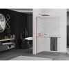 Mexen Kioto+ L, sprchová zástena Walk-In s poličkou a vešiakom 90 x 200 cm, 8mm sklo s rebrovým vzorom, ružové zlato profil, 800-090-123-60-09