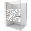 Mexen Kioto+ L, sprchová zástena Walk-In s poličkou a vešiakom 110 x 200 cm, 8mm číre sklo biely vzor, ružové zlato profil, 800-110-123-60-85
