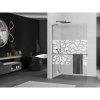 Mexen Kioto+ L, sprchová zástena Walk-In s poličkou a vešiakom 110 x 200 cm, 8mm číre sklo biely vzor, grafitový profil, 800-110-123-95-85
