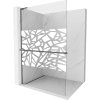 Mexen Kioto+ L, sprchová zástena Walk-In s poličkou a vešiakom 110 x 200 cm, 8mm číre sklo biely vzor, grafitový profil, 800-110-123-95-85