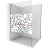 Mexen Kioto+ L, sprchová zástena Walk-In s poličkou a vešiakom 90 x 200 cm, 8mm číre sklo biely vzor, medený matný profil, 800-090-123-65-85