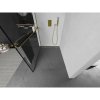 Mexen Kioto+ L, sprchová zástena Walk-In s poličkou a vešiakom 120 x 200 cm, 8mm číre sklo čierny vzor, zlatý lesklý profil,800-120-123-50-70