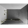 Mexen Kioto+ L, sprchová zástena Walk-In s poličkou a vešiakom 120 x 200 cm, 8mm číre sklo čierny vzor, zlatý lesklý profil,800-120-123-50-70