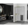Mexen Kioto+ L, sprchová zástena Walk-In s poličkou a vešiakom 120 x 200 cm, 8mm číre sklo čierny vzor, zlatý lesklý profil,800-120-123-50-70