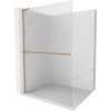 Mexen Kioto+ L, sprchová zástena Walk-In s poličkou a vešiakom 100 x 200 cm, 8mm sklo s rebrovým vzorom, medený matný profil, 800-100-123-65-09