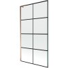 Mexen Next L, 1-krídlová vaňová zástena 100 x 150 cm, 6mm číre sklo-čierny vzor, ružové zlato profil, 895-100-000-03-77-60