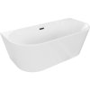 Mexen Oval, voľne stojaca nástenná vaňa 150 x 75 cm, biela, čierny matný prepad, 52671507500-70