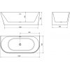 Mexen Oval, voľne stojaca nástenná vaňa 180 x 80 cm, biela-čierna, medený prepad, 52671808075-65