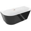 Mexen Oval, voľne stojaca nástenná vaňa 180 x 80 cm, biela-čierna, medený prepad, 52671808075-65
