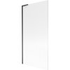 Mexen Next L, 1-krídlová vaňová zástena 90 x 150 cm, 6mm sklo s rebrovým vzorom, čierny profil, 895-090-000-03-09-70