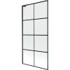 Mexen Next L, 1-krídlová vaňová zástena 90 x 150 cm, 6mm číre sklo-čierny vzor, čierny profil, 895-090-000-03-77-70