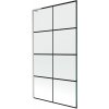 Mexen Next L, 1-krídlová vaňová zástena 100 x 150 cm, 6mm číre sklo-čierny vzor, 6mm číre sklo, profil brúsená oceľ, 895-100-000-03-77-97