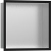 Hansgrohe XtraStoris Individual, výklenok do steny kartáčovaná nerezová oceľ, s designovým rámom 300x300x100mm, čierna matná, HAN-56097670