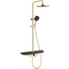 Mexen Exxo, sprchová sada s ručnou a dažďovou hlavicou, zlatá-čierna, 78113-75