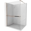 Mexen Kioto, sprchová zástena Walk-in s poličkou a vešiakom 95 x 200 cm, 8mm číre sklo, profil ružové zlato, 800-095-121-60-00