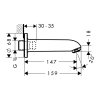 Hansgrohe, vaňový výtok 147 mm, chrómová, HAN-13414000