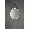 Aqualine, STAGO guľaté zrkadlo s LED osvetlením priemer 60cm, kožený popruh, dotykový senzor, stmievateľné, čierna matná, SG060