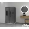 Cerano Varone, sprchovací kút s posuvnými dverami 90 (dvere) x 100 (stena) x 195 cm, 6mm šedé sklo, čierny profil, CER-CER-429562