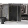 Mexen Velar, sprchový kút s posuvnými dverami 150 x 70 cm, 8mm šedé sklo, zlatá matná, 871-150-070-41-55