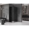 Mexen Velar, sprchový kút s posuvnými dverami 110 x 110 cm, 8mm šedé sklo, čierna matná, 871-110-110-41-70