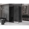 Mexen Velar, sprchový kút s posuvnými dverami 150 x 70 cm, 8mm šedé sklo, čierna matná, 871-150-070-41-70