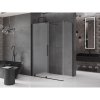 Mexen Velar, sprchový kút s posuvnými dverami 140 x 80 cm, 8mm sklo námraza, čierna matná, 871-140-080-31-70