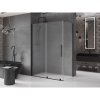 Mexen Velar, sprchový kút s posuvnými dverami 160 x 90 cm, 8mm sklo námraza, čierna matná, 871-160-090-31-70