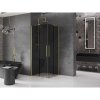 Mexen Velar Duo, sprchový kút s posuvnými dverami 90 x 90 cm, 8mm šedé sklo, zlatá matná, 871-090-090-42-55