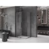 Mexen Velar L Duo, sprchový kút s posuvnými dverami 90 x 80 cm, 8mm číre sklo, brúsený grafit, 871-090-080-02-03-95