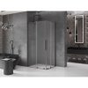 Mexen Velar L Duo, sprchový kút s posuvnými dverami 100 x 90 cm, 8mm sklo námraza, brúsený grafit, 871-100-090-02-33-66