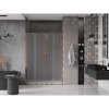 Mexen Velar Duo, posuvné sprchové dvere do otvoru 160 cm, 8mm sklo námraza, ružové zlato, 871-160-000-32-60