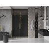 Mexen Velar Duo, posuvné sprchové dvere do otvoru 150 cm, 8mm šedé sklo, zlatá lesklá, 871-150-000-42-50