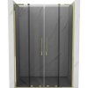 Mexen Velar L Duo, posuvné sprchové dvere do otvoru 140 cm, 8mm šedé sklo, zlatá lesklá, 871-140-003-42-50