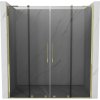 Mexen Velar L Duo, posuvné sprchové dvere do otvoru 200 cm, 8mm šedé sklo, zlatá lesklá, 871-200-003-42-50