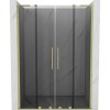 Mexen Velar L Duo, posuvné sprchové dvere do otvoru 150 cm, 8mm šedé sklo, zlatá matná, 871-150-003-42-55