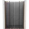 Mexen Velar L Duo, posuvné sprchové dvere do otvoru 150 cm, 8mm šedé sklo, medená matná, 871-150-003-42-65