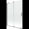 Mexen Velar, 2-krídlová posuvná vaňová zástena 130 x 150 cm, 8mm číre sklo, brúsený grafit, 896-130-000-01-95