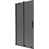 Mexen Velar, 2-krídlová posuvná vaňová zástena 90 x 150 cm, 8mm šedé sklo, čierna matná, 896-090-000-41-70