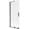 Mexen Velar, 2-krídlová posuvná vaňová zástena 80 x 150 cm, 8mm sklo námraza, čierna matná, 896-080-000-31-70