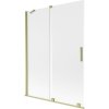 Mexen Velar, 2-krídlová posuvná vaňová zástena 130 x 150 cm, 8mm sklo námraza, zlatá matná, 896-130-000-31-55