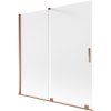 Mexen Velar, 2-krídlová posuvná vaňová zástena 160 x 150 cm, 8mm sklo námraza, ružové zlato, 896-160-000-31-60