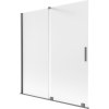 Mexen Velar, 2-krídlová posuvná vaňová zástena 150 x 150 cm, 8mm sklo námraza, brúsený grafit, 896-150-000-31-95