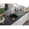 Mexen Ben, 1-komorový granitový drez 600x500x190 mm, ľavý + zlatý sifón, čierna-zlatá metalíza, 6522605000-75-G