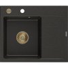 Mexen Ben, 1-komorový granitový drez 600x500x190 mm, ľavý + zlatý sifón, čierna-zlatá metalíza, 6522605000-75-G